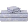 imageTribeca Living 100 Cotton Flannel Sheet Set  200 GSM Deep Pocket Ultra Soft ampamp Cozy California King Damask PrintedGiovanna Floral