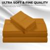 imageTribeca Living MF110DPSSCKPU Solid Deep Pocket Sheet Set California King PurpleHoney Mustard