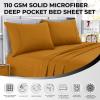 imageTribeca Living MF110DPSSCKPU Solid Deep Pocket Sheet Set California King PurpleHoney Mustard