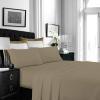 imageTribeca Living MF110DPSSCKPU Solid Deep Pocket Sheet Set California King PurpleTaupe
