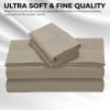 imageTribeca Living MF110DPSSCKPU Solid Deep Pocket Sheet Set California King PurpleTaupe