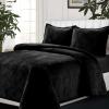 imageTribeca Living Oversized Velvet Quilt 2Piece Twin Bed Set 260GSM Soft Quilted Velvet Includes One Quilt ampamp One Sham CamelBlack