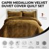 imageTribeca Living Oversized Velvet Quilt 2Piece Twin Bed Set 260GSM Soft Quilted Velvet Includes One Quilt ampamp One Sham CamelCamel