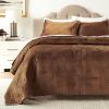 imageTribeca Living Oversized Velvet Quilt 2Piece Twin Bed Set 260GSM Soft Quilted Velvet Includes One Quilt ampamp One Sham CamelCamel