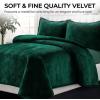 imageTribeca Living Oversized Velvet Quilt 2Piece Twin Bed Set 260GSM Soft Quilted Velvet Includes One Quilt ampamp One Sham CamelEmerald Green