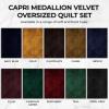 imageTribeca Living Oversized Velvet Quilt 2Piece Twin Bed Set 260GSM Soft Quilted Velvet Includes One Quilt ampamp One Sham CamelEmerald Green