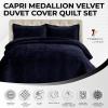 imageTribeca Living Oversized Velvet Quilt 2Piece Twin Bed Set 260GSM Soft Quilted Velvet Includes One Quilt ampamp One Sham CamelIndigo