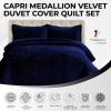imageTribeca Living Oversized Velvet Quilt 2Piece Twin Bed Set 260GSM Soft Quilted Velvet Includes One Quilt ampamp One Sham CamelNavy Blue