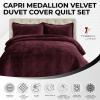 imageTribeca Living Oversized Velvet Quilt 2Piece Twin Bed Set 260GSM Soft Quilted Velvet Includes One Quilt ampamp One Sham CamelPlum