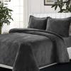 imageTribeca Living Oversized Velvet Quilt 2Piece Twin Bed Set 260GSM Soft Quilted Velvet Includes One Quilt ampamp One Sham CamelSmoke Grey