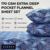 imageTribeca Living Solid Flannel Cal King Sheet Set Super Soft 100 Cotton Extra Deep Pockets NaturalBlue