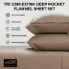 imageTribeca Living Solid Flannel Cal King Sheet Set Super Soft 100 Cotton Extra Deep Pockets NaturalCamel