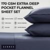 imageTribeca Living Solid Flannel Cal King Sheet Set Super Soft 100 Cotton Extra Deep Pockets NaturalCloudy Blue