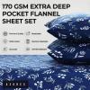imageTribeca Living Solid Flannel Cal King Sheet Set Super Soft 100 Cotton Extra Deep Pockets NaturalDark Blue