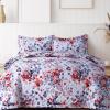 imageAZORES HOME Chloe Floral Printed UltraSoft 2Piece Oversized Quilt Set Easy Care and Fade Resistant  Twin GreenJuliette Red