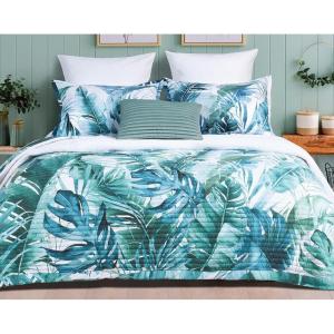 imageAZORES HOME Chloe Floral Printed UltraSoft 2Piece Oversized Quilt Set Easy Care and Fade Resistant  Twin GreenDeep Blue