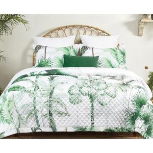 imageAZORES HOME Chloe Floral Printed UltraSoft 2Piece Oversized Quilt Set Easy Care and Fade Resistant  Twin GreenDeep Green