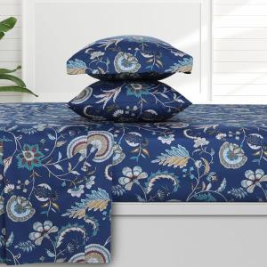 imageAzores 300 Thread Count Organic Cotton Deep Pocket Bed Sheet Set Fits up to 19 Inch Mattress  California King CarolinaYellowIngrid Blue