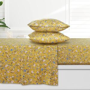 imageAzores 300 Thread Count Organic Cotton Deep Pocket Bed Sheet Set Fits up to 19 Inch Mattress  California King CarolinaYellowYellow