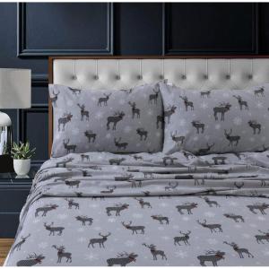 imageTribeca Living 100 Cotton Flannel Sheet Set  200 GSM Deep Pocket Ultra Soft ampamp Cozy California King Damask PrintedCheckered Buck