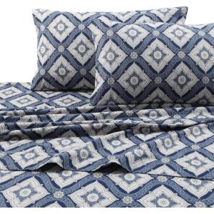 imageTribeca Living 100 Cotton Flannel Sheet Set  200 GSM Deep Pocket Ultra Soft ampamp Cozy California King Damask PrintedDamask Multi
