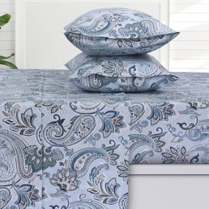 imageTribeca Living 100 Cotton Flannel Sheet Set  200 GSM Deep Pocket Ultra Soft ampamp Cozy California King Damask PrintedGuliana Paisley