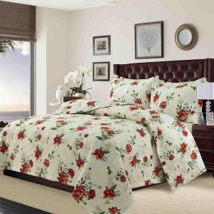 imageTribeca Living FLOQUILTTWBL Lyon Printed Oversized Geometric Quilt Set Twin Floral MultiFloral Multi