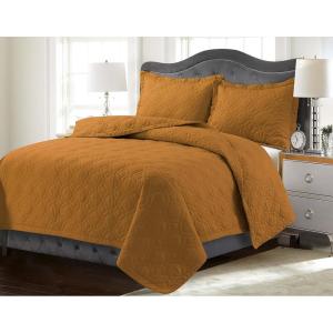 imageTribeca Living FLOQUILTTWBL Lyon Printed Oversized Geometric Quilt Set Twin Floral MultiGlazed Ginger