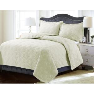 imageTribeca Living FLOQUILTTWBL Lyon Printed Oversized Geometric Quilt Set Twin Floral MultiIvory