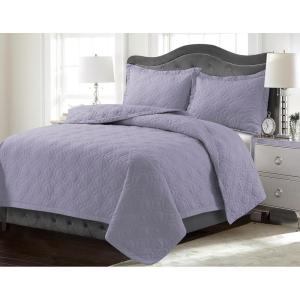 imageTribeca Living FLOQUILTTWBL Lyon Printed Oversized Geometric Quilt Set Twin Floral MultiLavender
