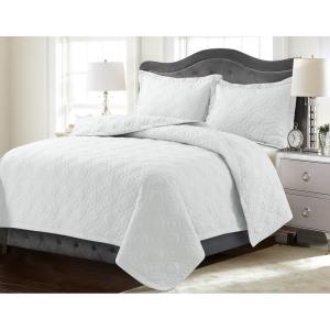 imageTribeca Living FLOQUILTTWBL Lyon Printed Oversized Geometric Quilt Set Twin Floral MultiWhite