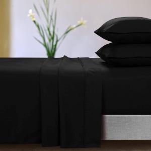 imageTribeca Living MF110DPSSCKPU Solid Deep Pocket Sheet Set California King PurpleBlack