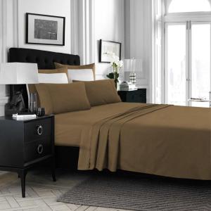 imageTribeca Living MF110DPSSCKPU Solid Deep Pocket Sheet Set California King PurpleChocolate