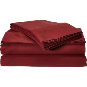 imageTribeca Living MF110DPSSCKPU Solid Deep Pocket Sheet Set California King PurpleDeep Red