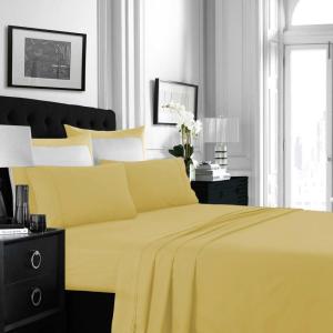 imageTribeca Living MF110DPSSCKPU Solid Deep Pocket Sheet Set California King PurpleGold