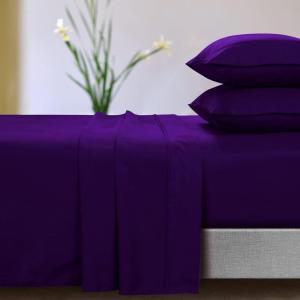imageTribeca Living MF110DPSSCKPU Solid Deep Pocket Sheet Set California King PurpleHoney Mustard