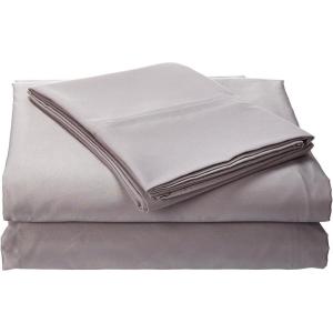 imageTribeca Living MF110DPSSCKPU Solid Deep Pocket Sheet Set California King PurpleSilver Grey