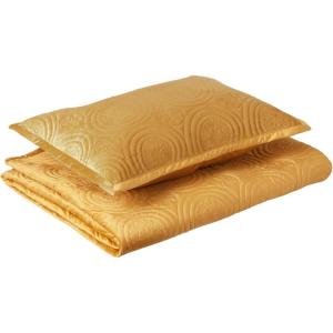 imageTribeca Living Oversized Velvet Quilt 2Piece Twin Bed Set 260GSM Soft Quilted Velvet Includes One Quilt ampamp One Sham CamelGold