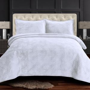 imageTribeca Living Oversized Velvet Quilt 2Piece Twin Bed Set 260GSM Soft Quilted Velvet Includes One Quilt ampamp One Sham CamelWhite