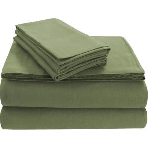 imageTribeca Living SOLFL170SSCKCH Solid 5Ounce Flannel Extra Deep Pocket Cal Chocolate California King Sheet SetGreen