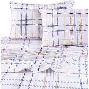 imageTribeca Living SOLFL170SSCKCH Solid 5Ounce Flannel Extra Deep Pocket Cal Chocolate California King Sheet SetModern Plaid