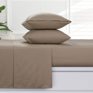 imageTribeca Living Solid Flannel Cal King Sheet Set Super Soft 100 Cotton Extra Deep Pockets NaturalCamel