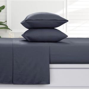 imageTribeca Living Solid Flannel Cal King Sheet Set Super Soft 100 Cotton Extra Deep Pockets NaturalCloudy Blue