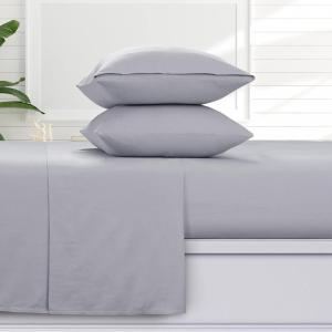 imageTribeca Living Solid Flannel Cal King Sheet Set Super Soft 100 Cotton Extra Deep Pockets NaturalGrey
