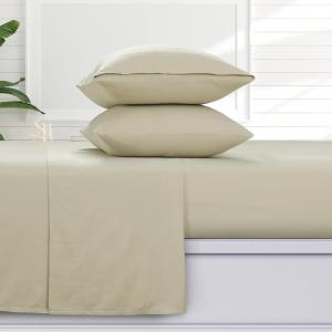 imageTribeca Living Solid Flannel Cal King Sheet Set Super Soft 100 Cotton Extra Deep Pockets NaturalNatural