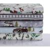 imageTribeca Living 100 Cotton Flannel Sheet Set  Deep Pocket 170GSM Ultra Soft ampamp Cozy Bedding for Winter Cal King Plaid MooseWinter Outing Grey