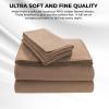 imageTribeca Living FLSOEDSS Luxury Solid Flannel Deep Pocket Sheet Set Cal King ChocolateCashmere