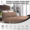 imageTribeca Living FLSOEDSS Luxury Solid Flannel Deep Pocket Sheet Set Cal King ChocolateCashmere