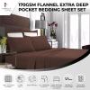 imageTribeca Living FLSOEDSS Luxury Solid Flannel Deep Pocket Sheet Set Cal King ChocolateChocolate