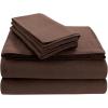 imageTribeca Living FLSOEDSS Luxury Solid Flannel Deep Pocket Sheet Set Cal King ChocolateChocolate